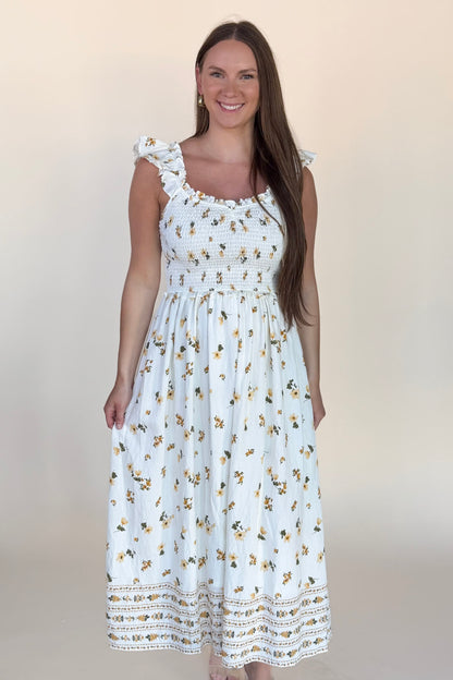 Vivien Floral Ruffle Midi Dress