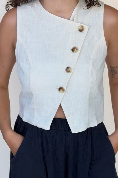 Bonnie Button Up Linen Vest