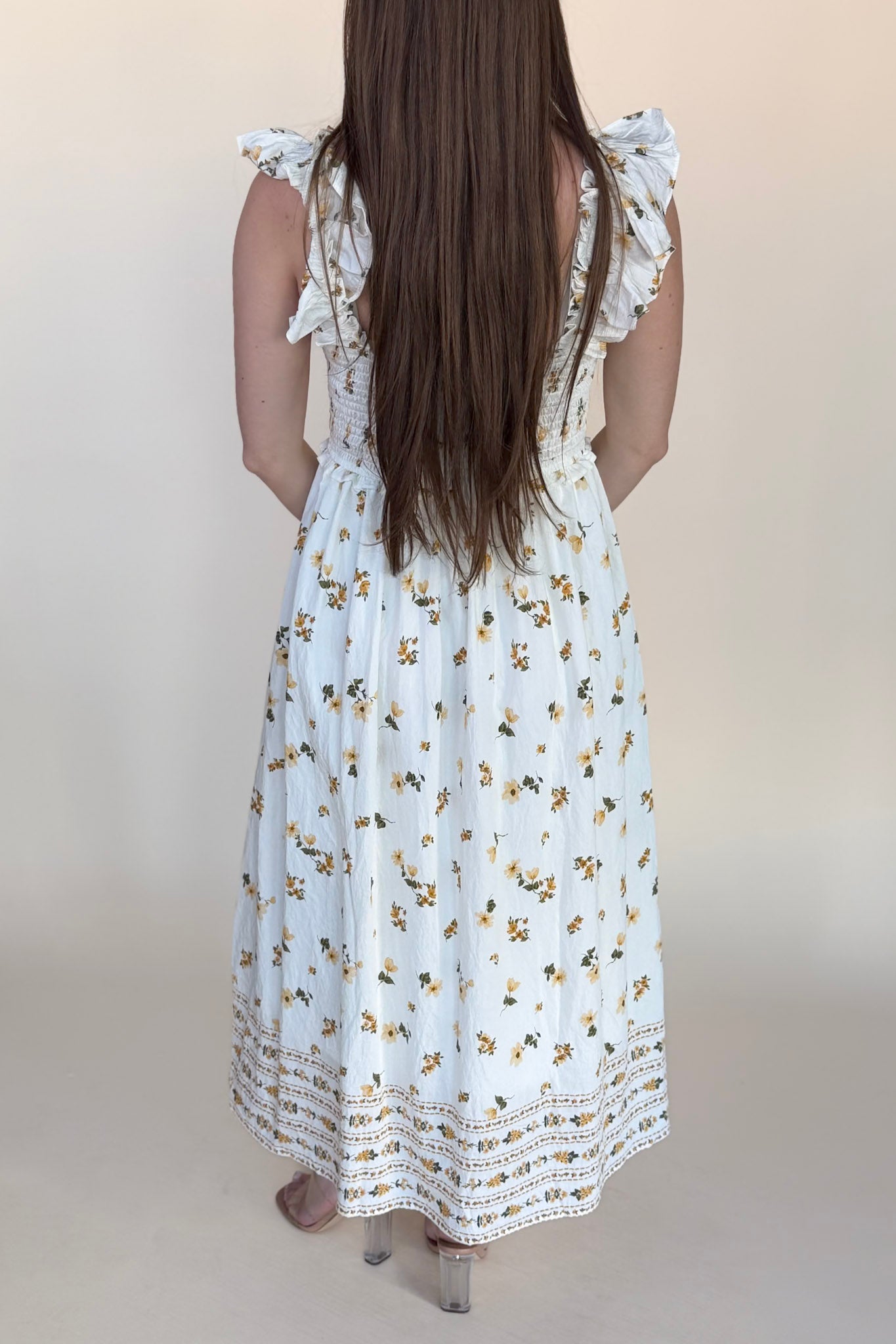 Vivien Floral Ruffle Midi Dress