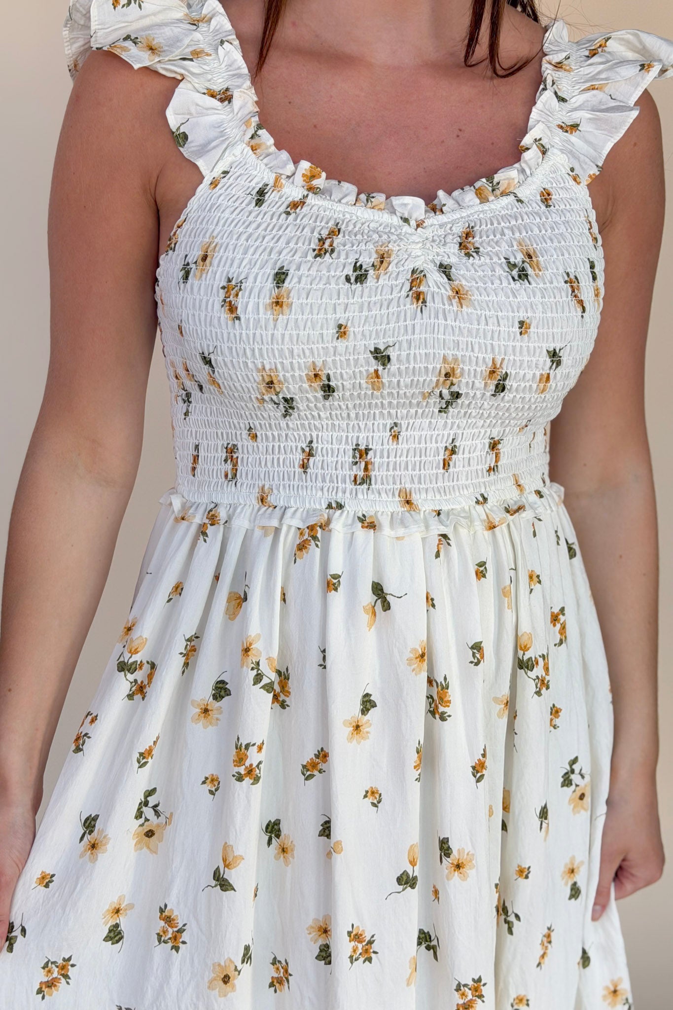 Vivien Floral Ruffle Midi Dress