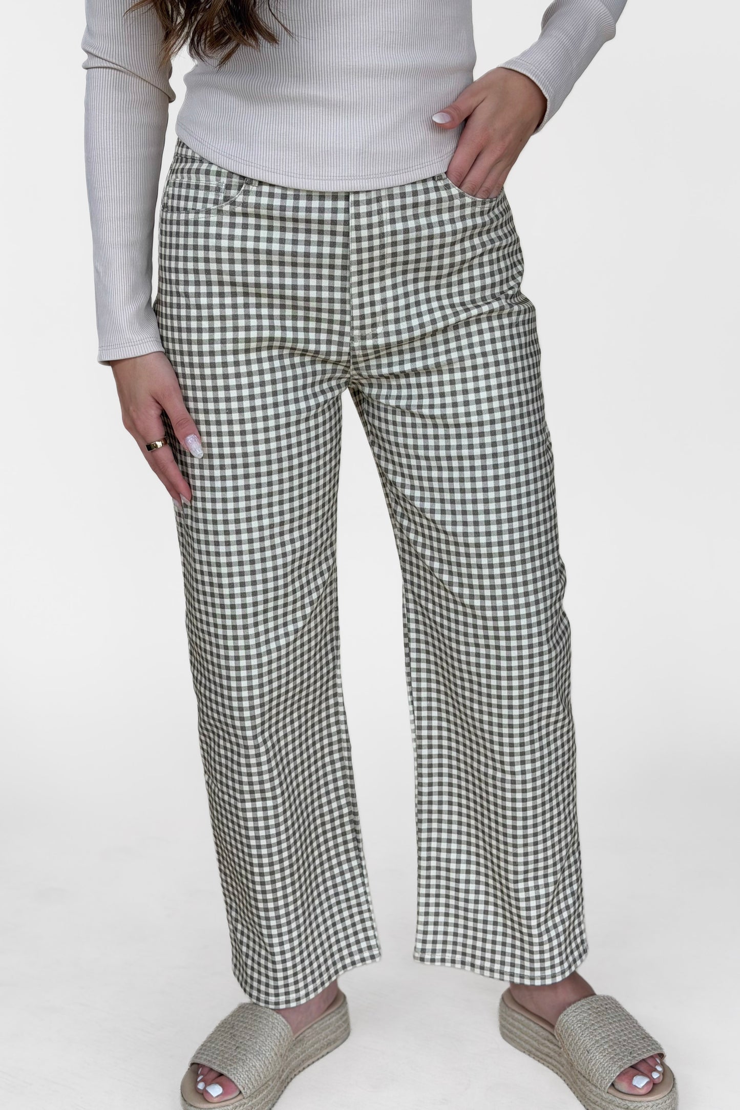 Livy Gingham Barrel Pants