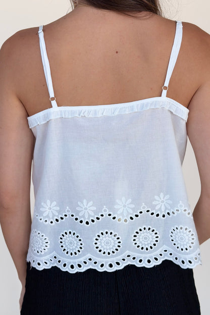Amy Eyelet Button Front Tank