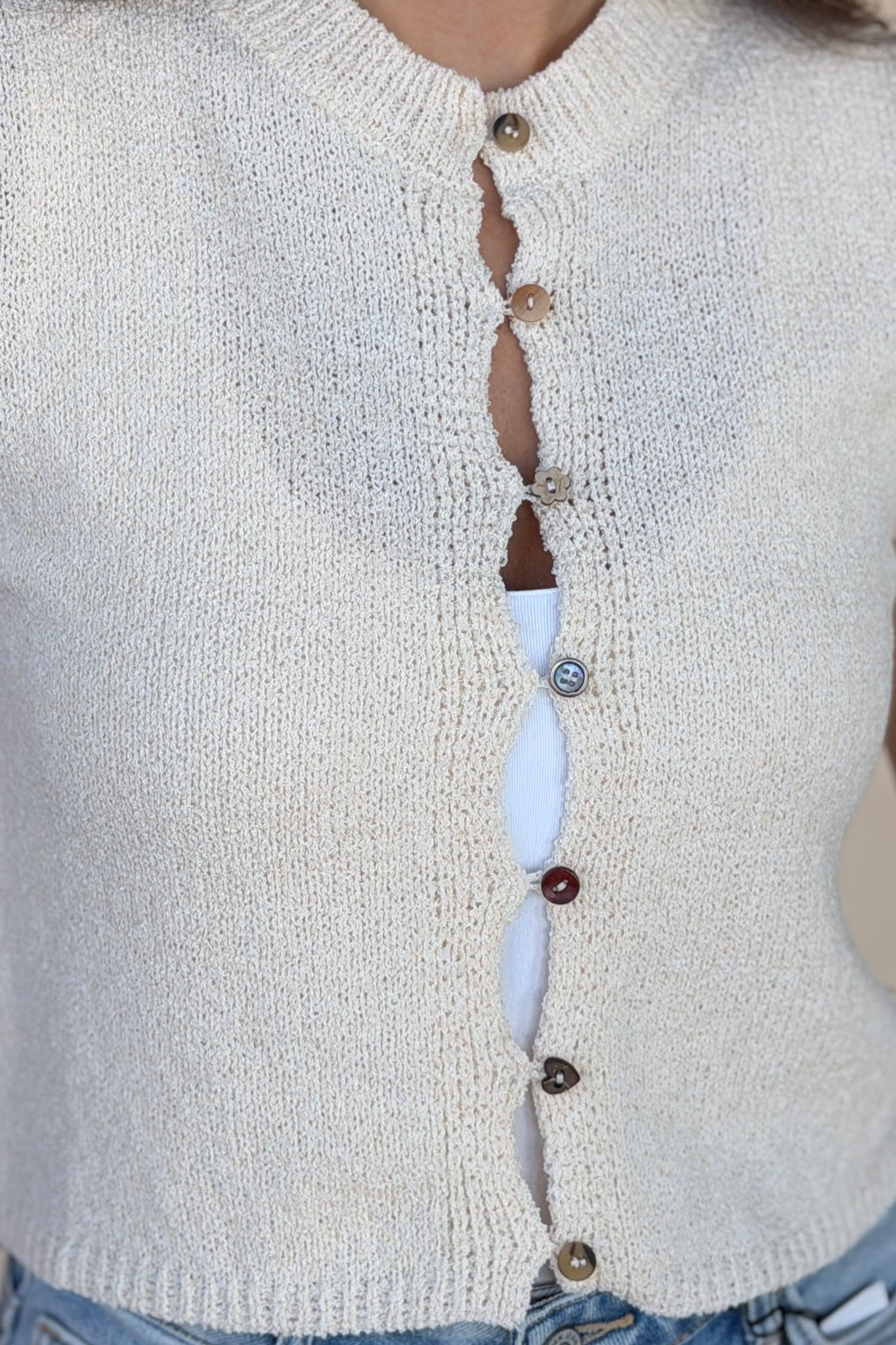 Evie Short Sleeve Button Up Sweater - more colors available