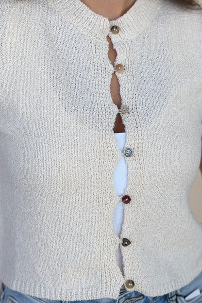 Evie Short Sleeve Button Up Sweater - more colors available