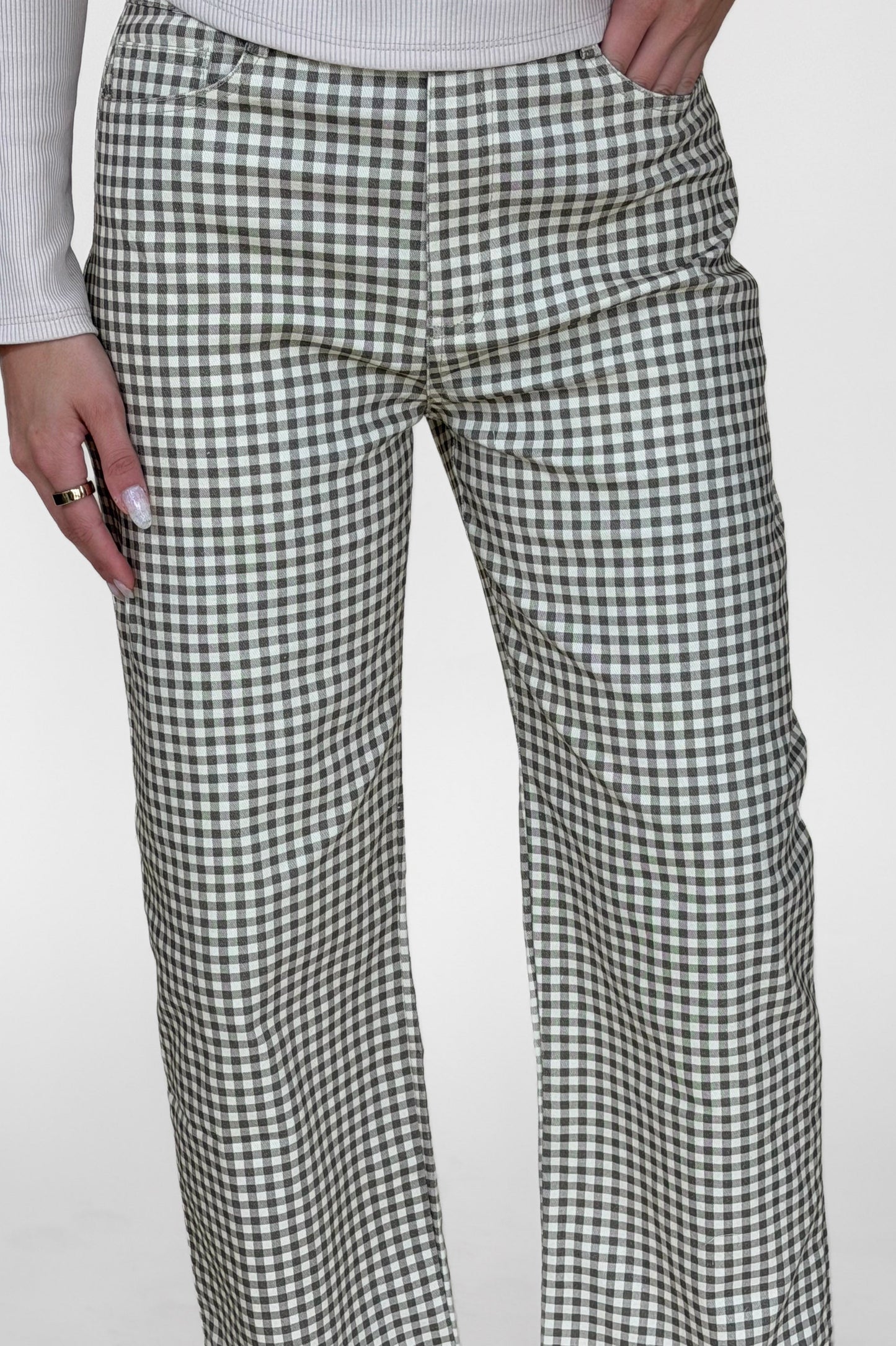 Livy Gingham Barrel Pants