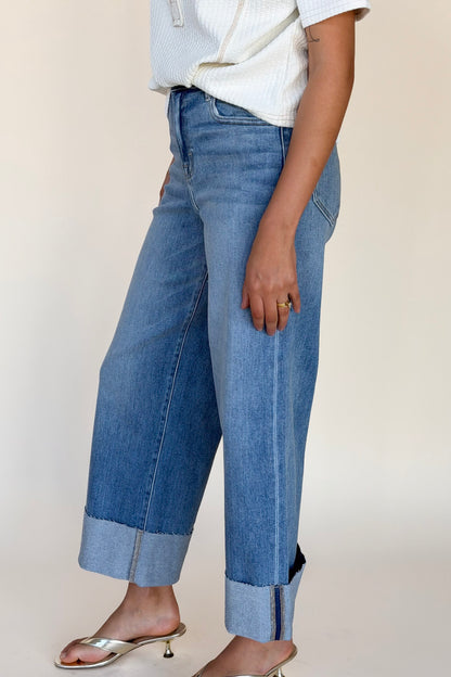 Hidden Cuff High Rise Wide Leg