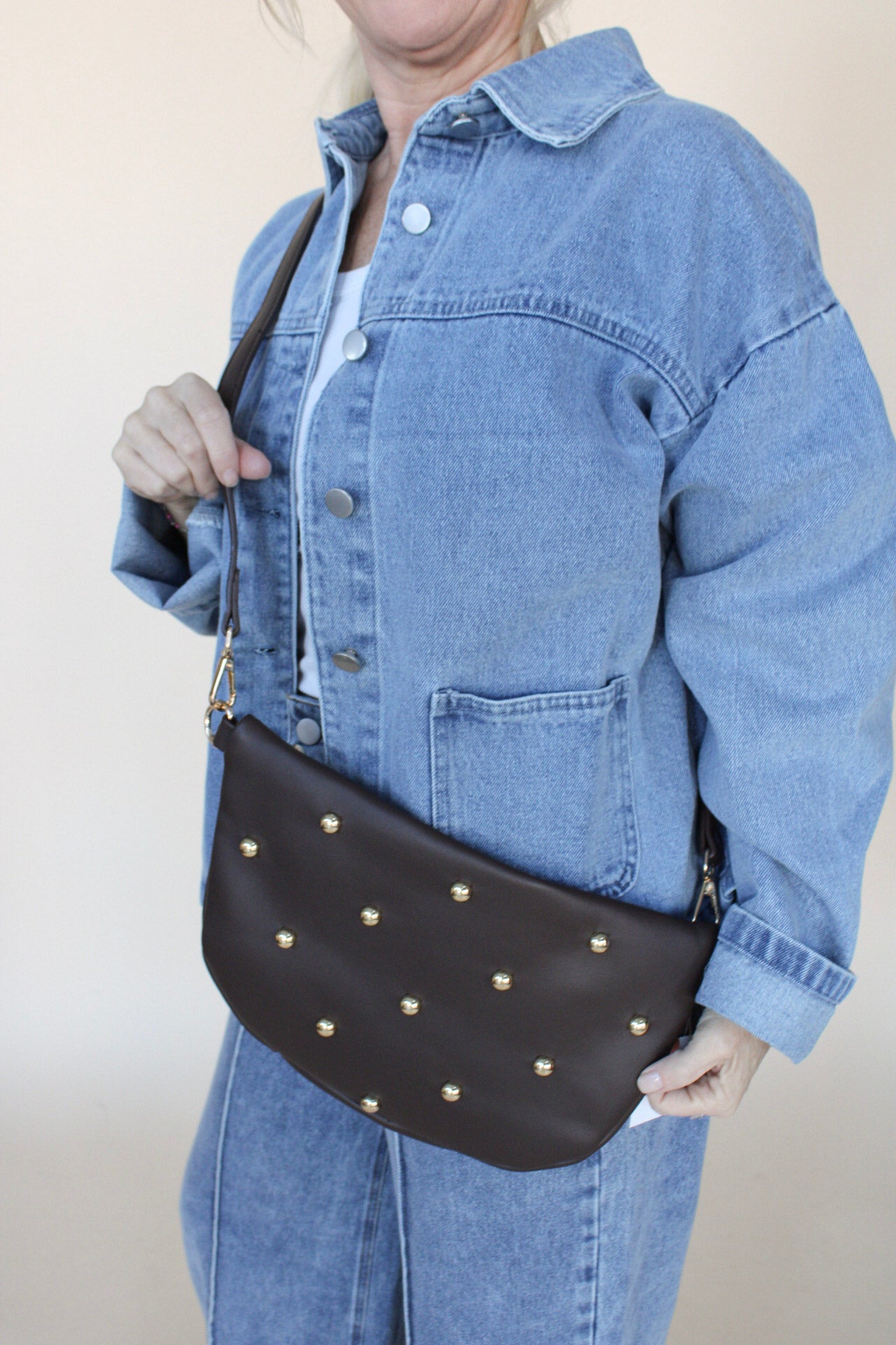 Chic Gold Studded Bum Bag