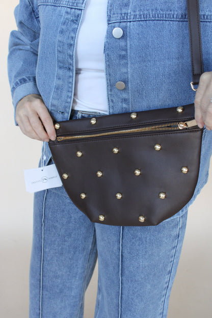 Chic Gold Studded Bum Bag