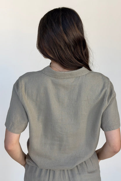 Brett Linen Tie Blouse