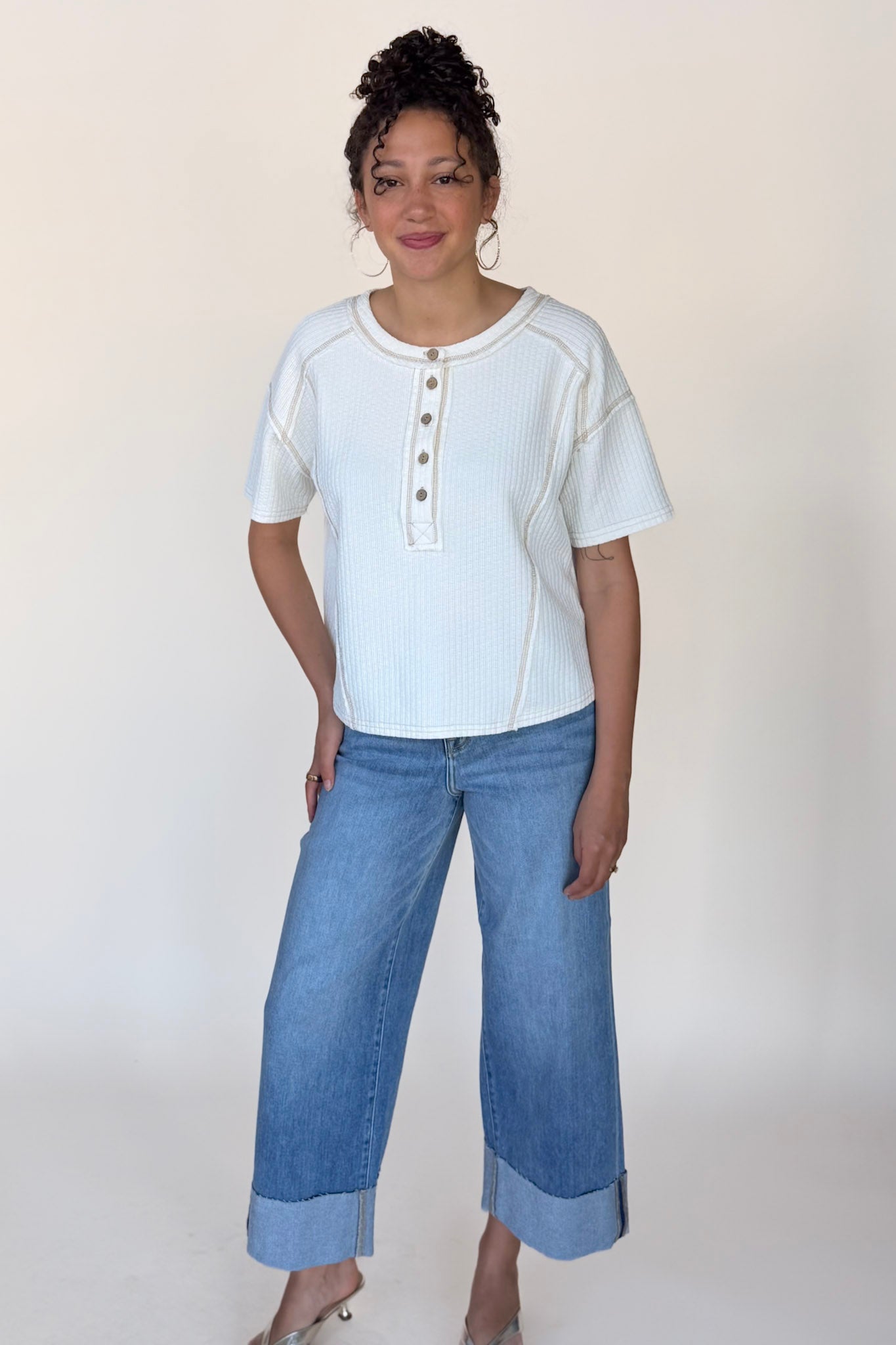Hidden Cuff High Rise Wide Leg
