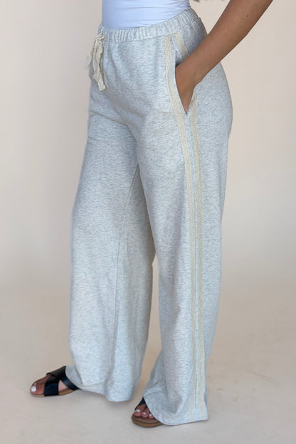 Lace Striped Terry Sweatpants