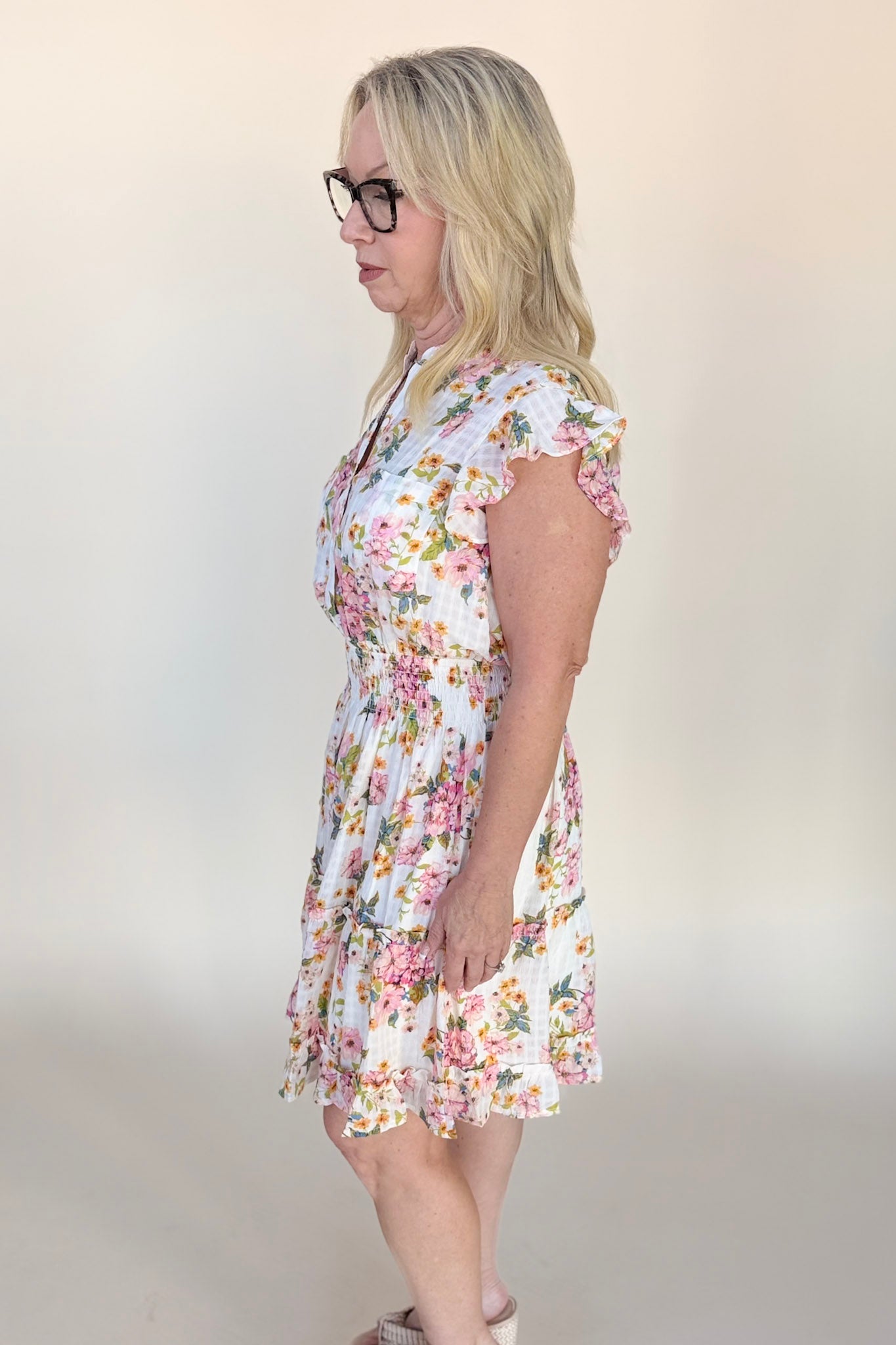 Floral Flutter Sleeve Dress