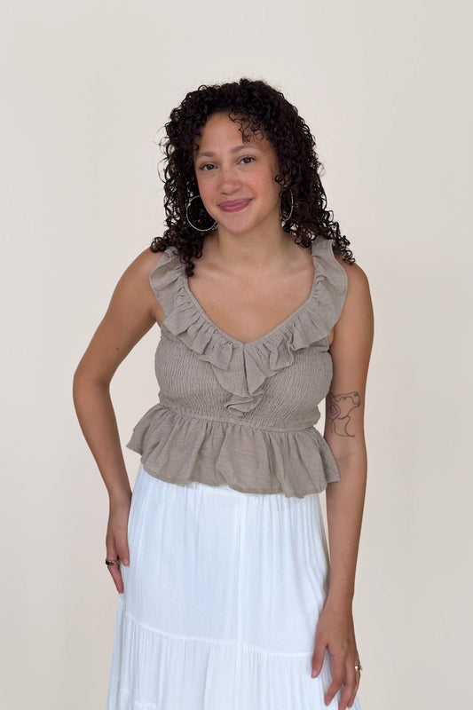Sarah Gauze Ruffle Tank