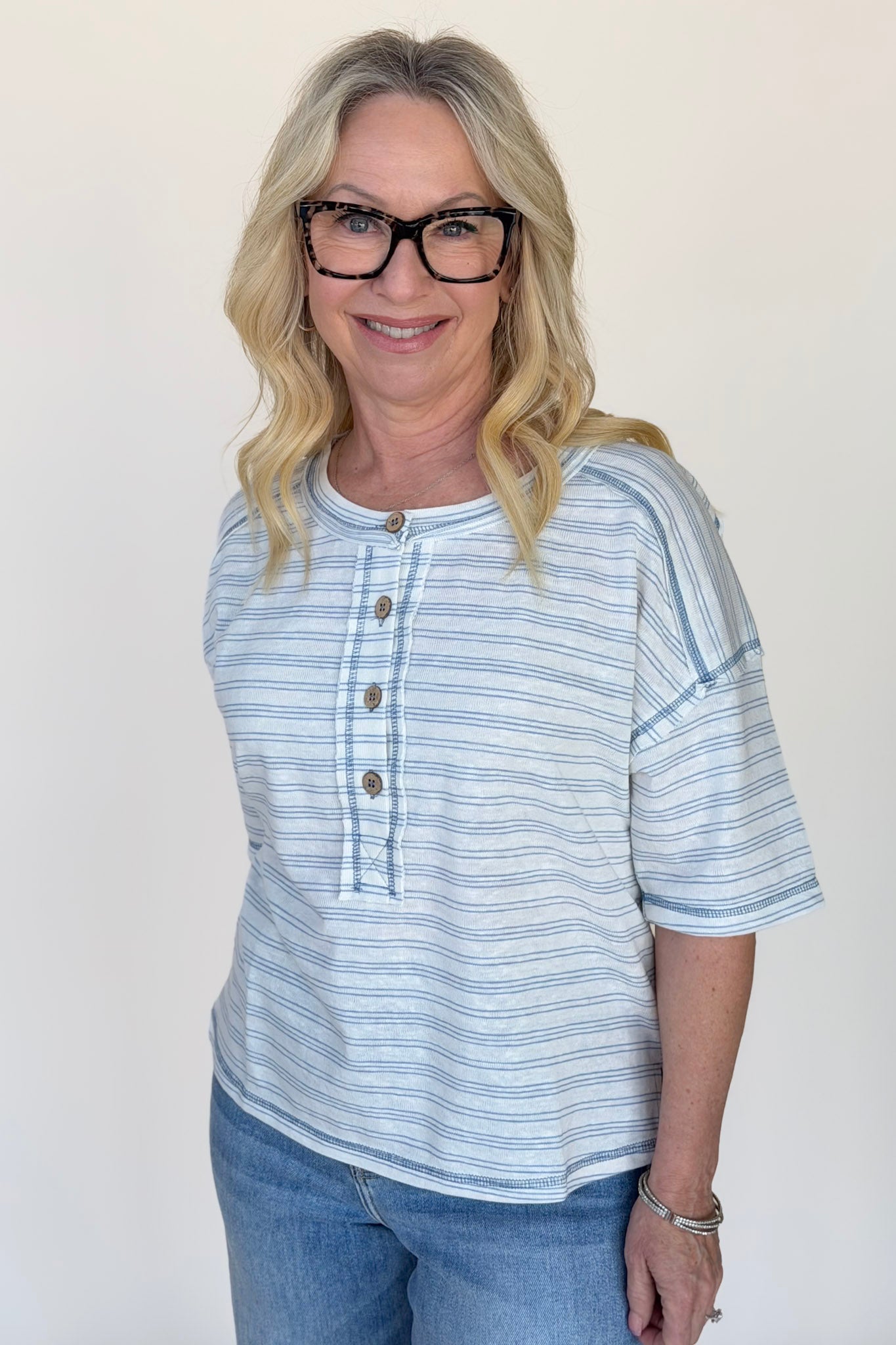 Aba Stripe Henley Top