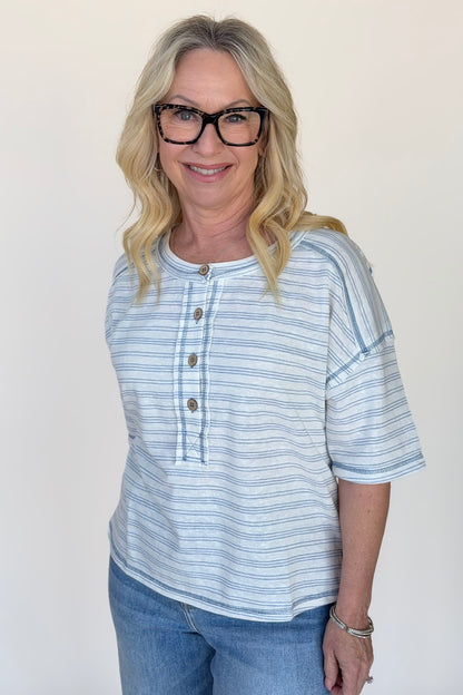 Aba Stripe Henley Top
