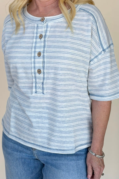 Aba Stripe Henley Top