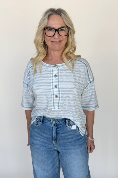 Aba Stripe Henley Top