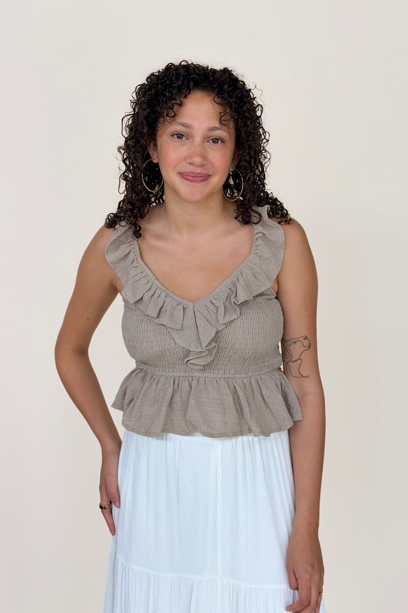 Sarah Gauze Ruffle Tank