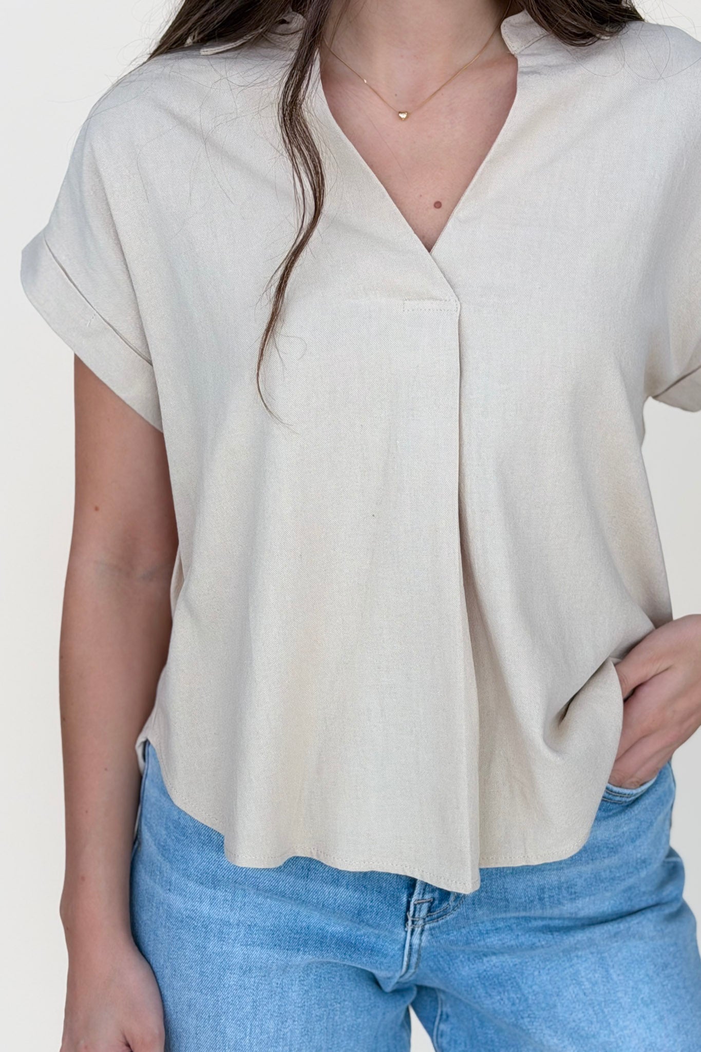 Sara Collared Linen Top