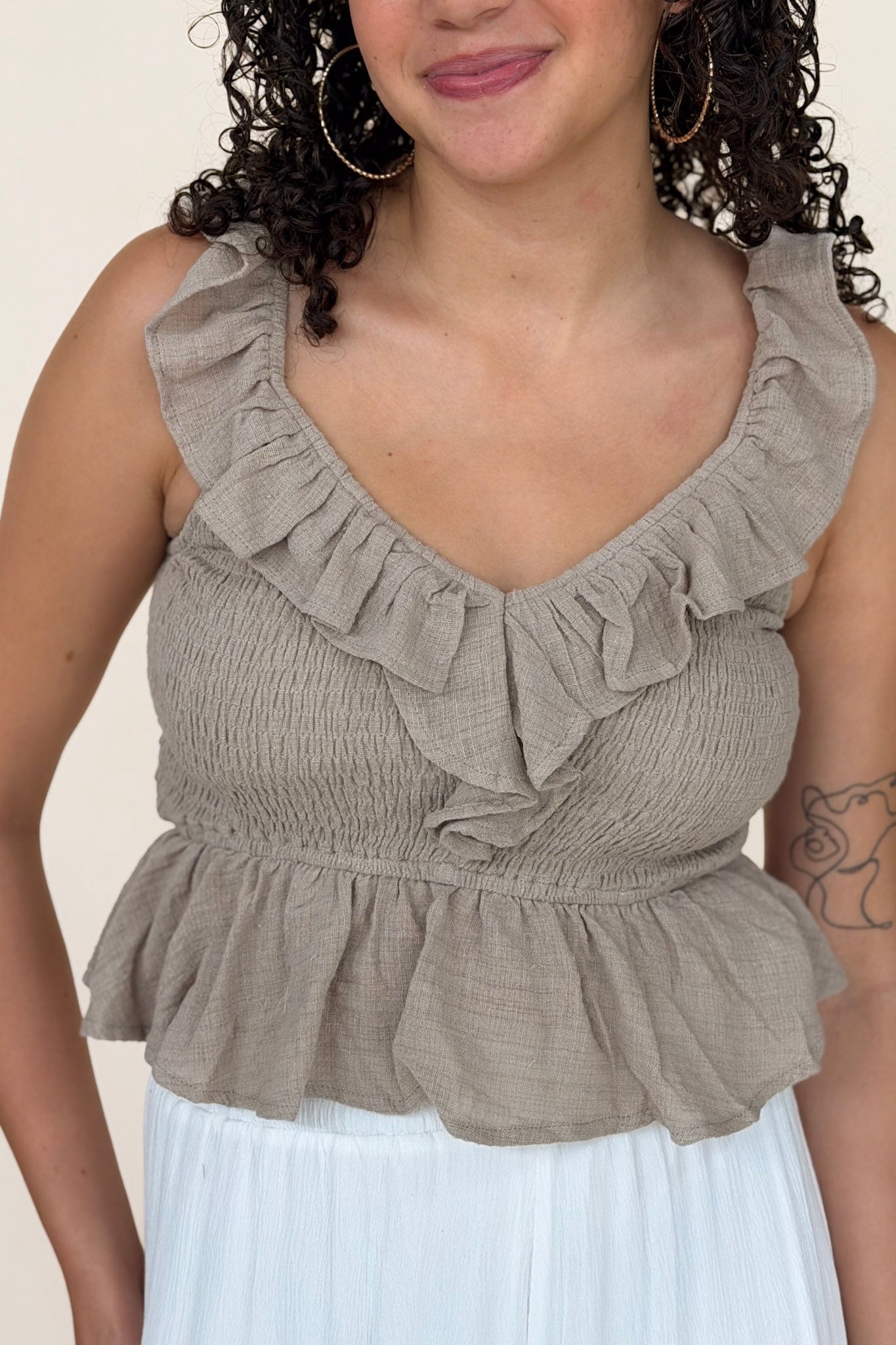 Sarah Gauze Ruffle Tank