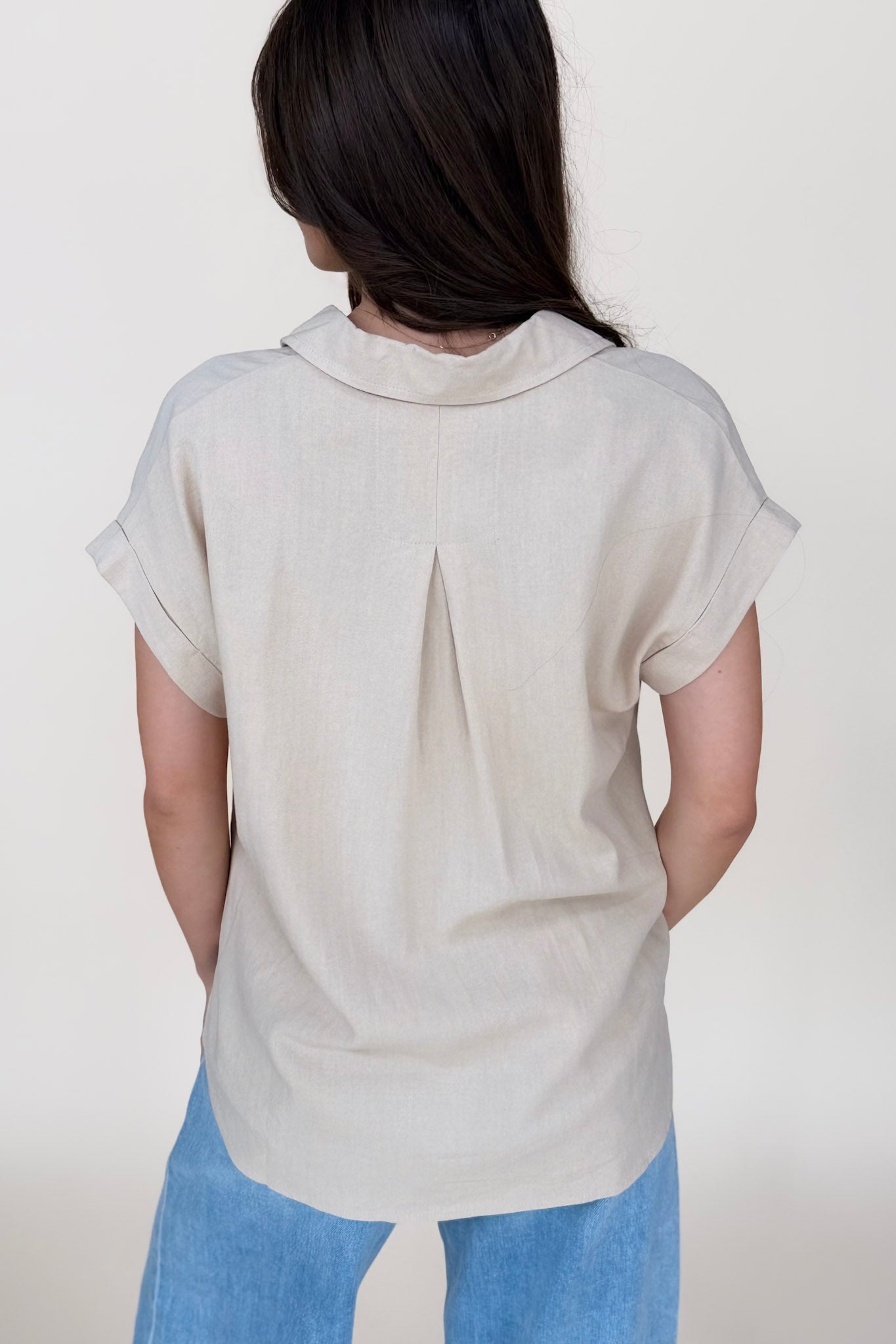 Sara Collared Linen Top