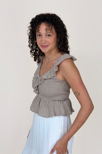 Sarah Gauze Ruffle Tank