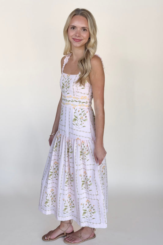 Pink Floral Midi Dress