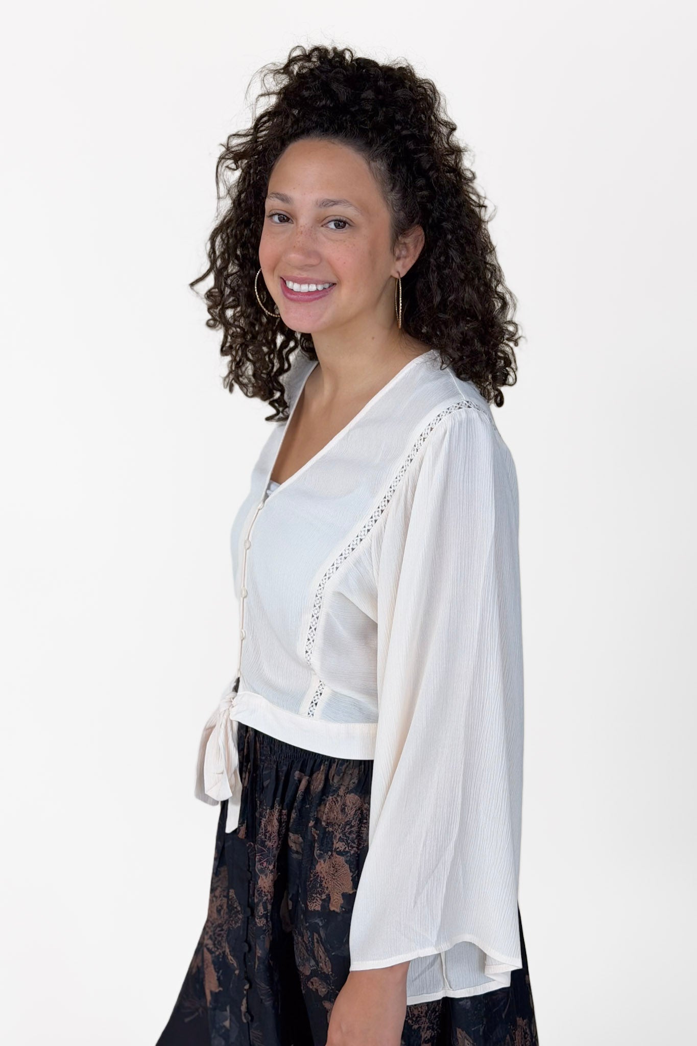 Brett V-Neck Button Down Blouse