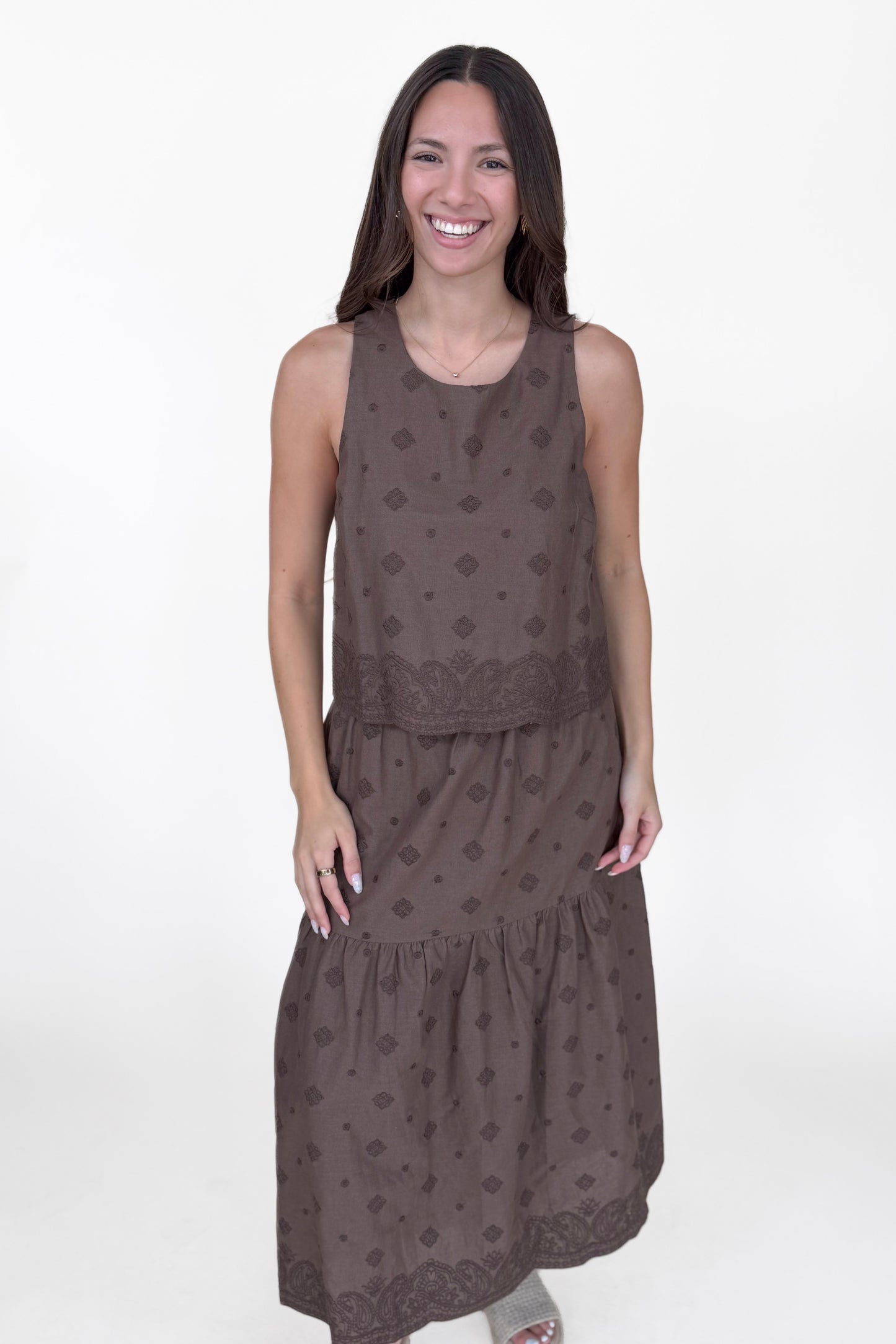 Danica Embroidered Midi Skirt
