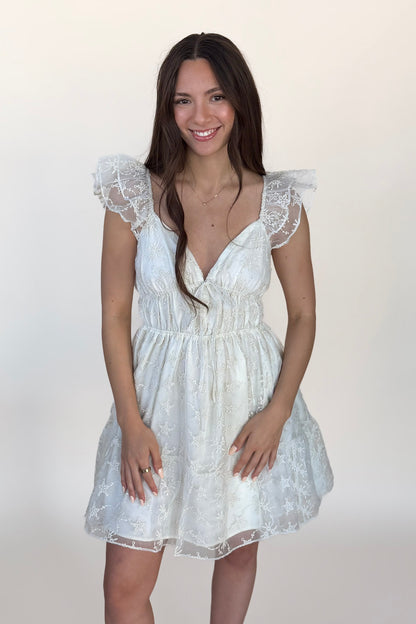 Chiffon Flutter Sleeve Dress