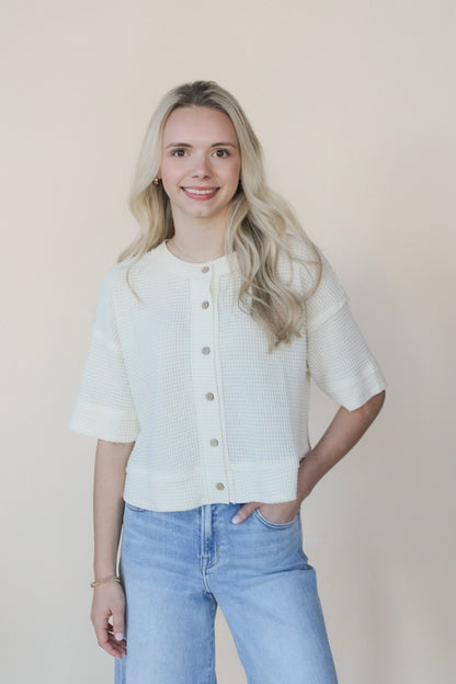 Waffle Knit Button Down