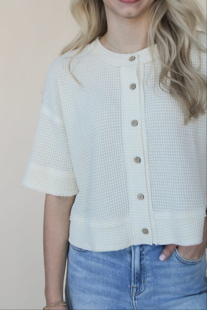Waffle Knit Button Down