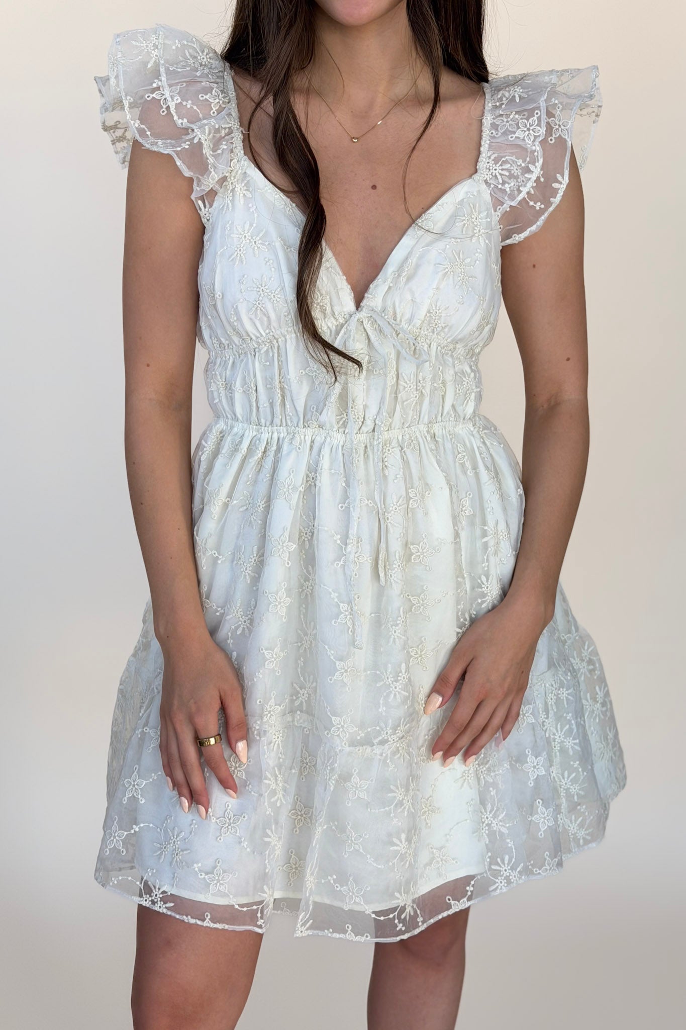 Chiffon Flutter Sleeve Dress