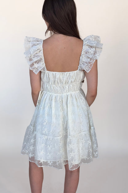 Chiffon Flutter Sleeve Dress