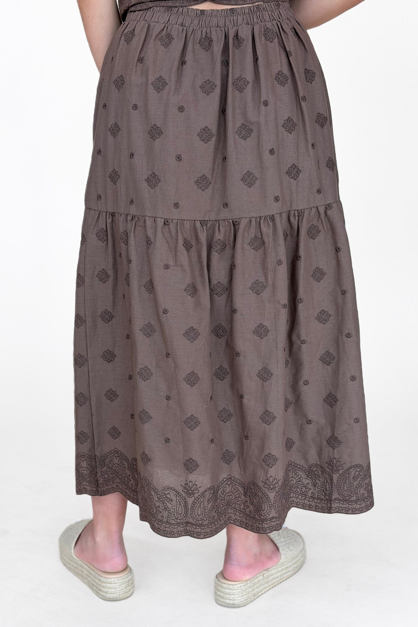 Danica Embroidered Midi Skirt