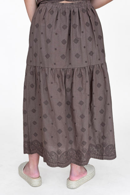 Danica Embroidered Midi Skirt