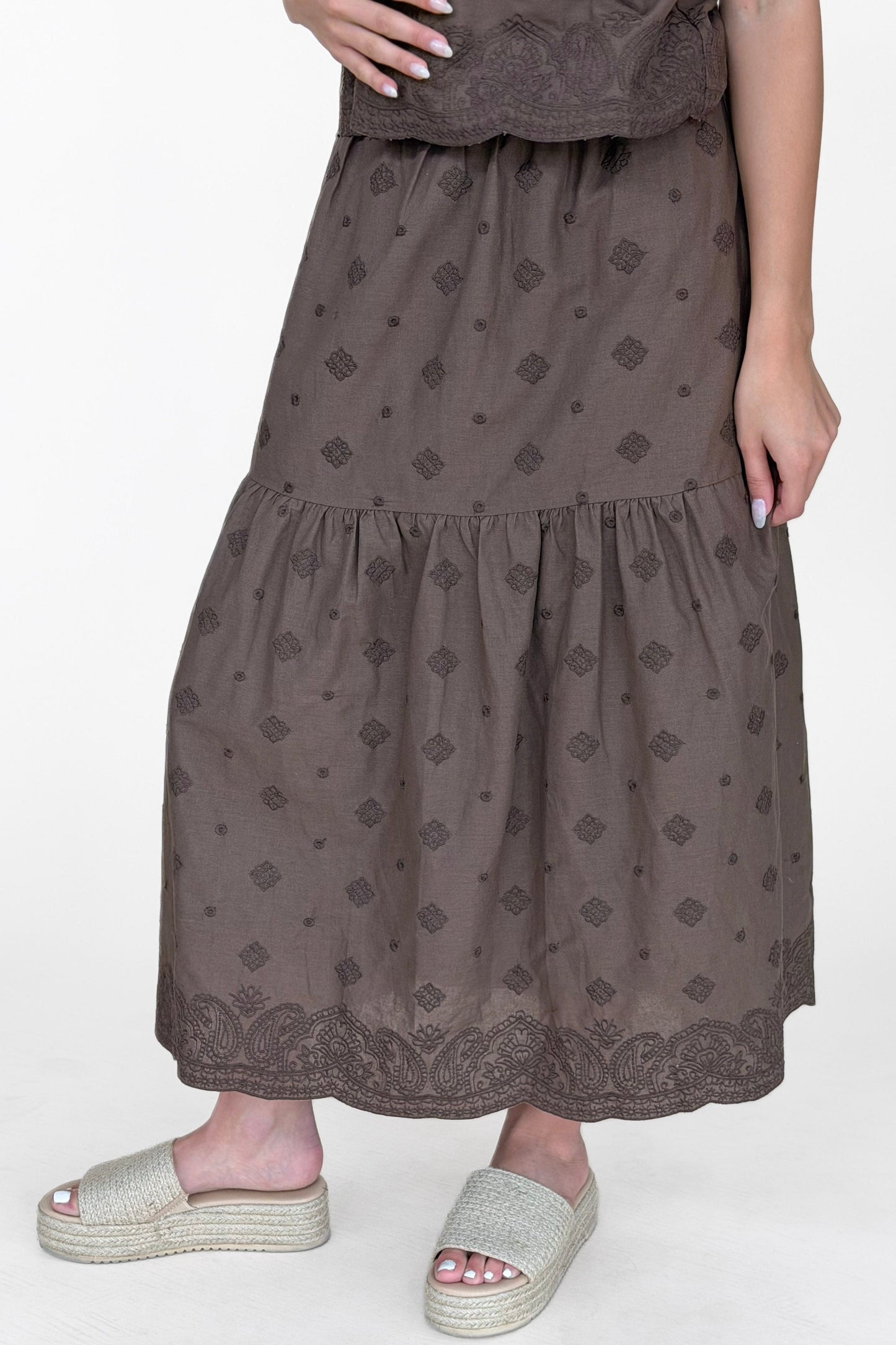 Danica Embroidered Midi Skirt