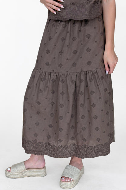 Danica Embroidered Midi Skirt