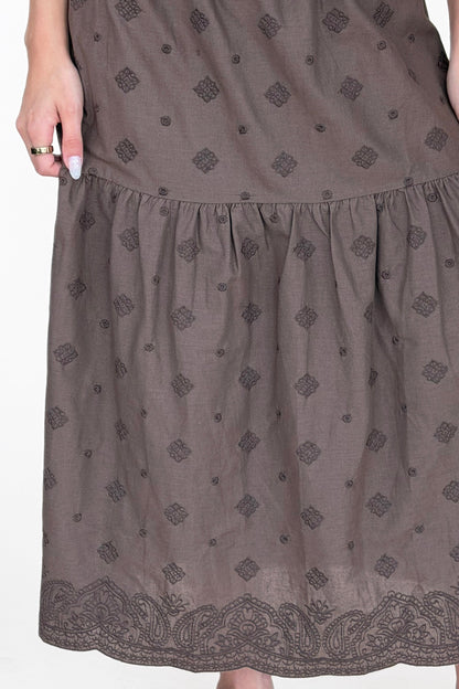 Danica Embroidered Midi Skirt