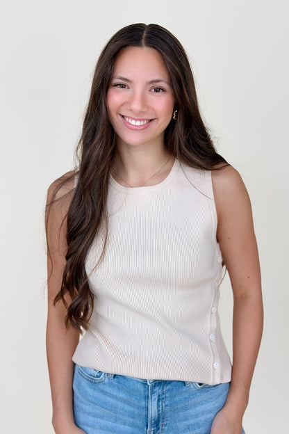 Chloe Asymmetrical Button Tank