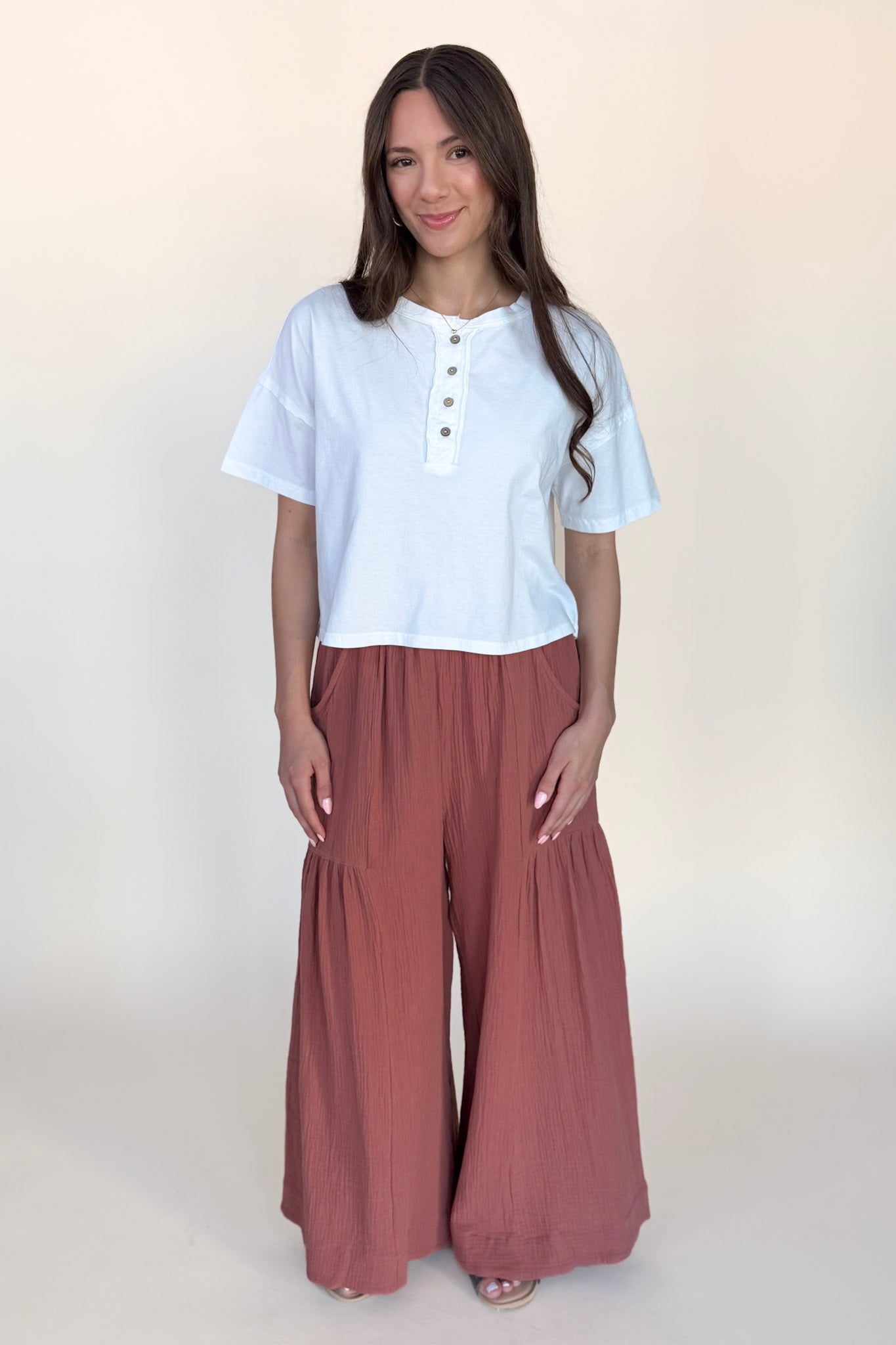 Cheryl Gauze Elastic Waist Pant