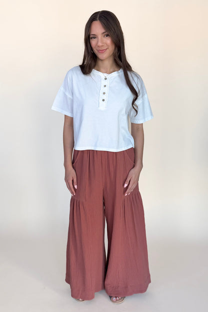 Cheryl Gauze Elastic Waist Pant