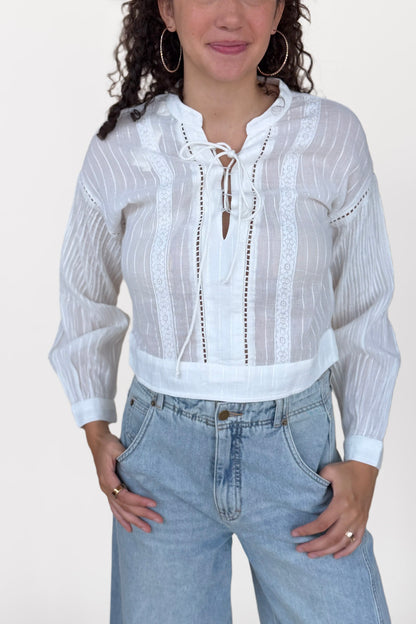 Faye Lace Up Blouse