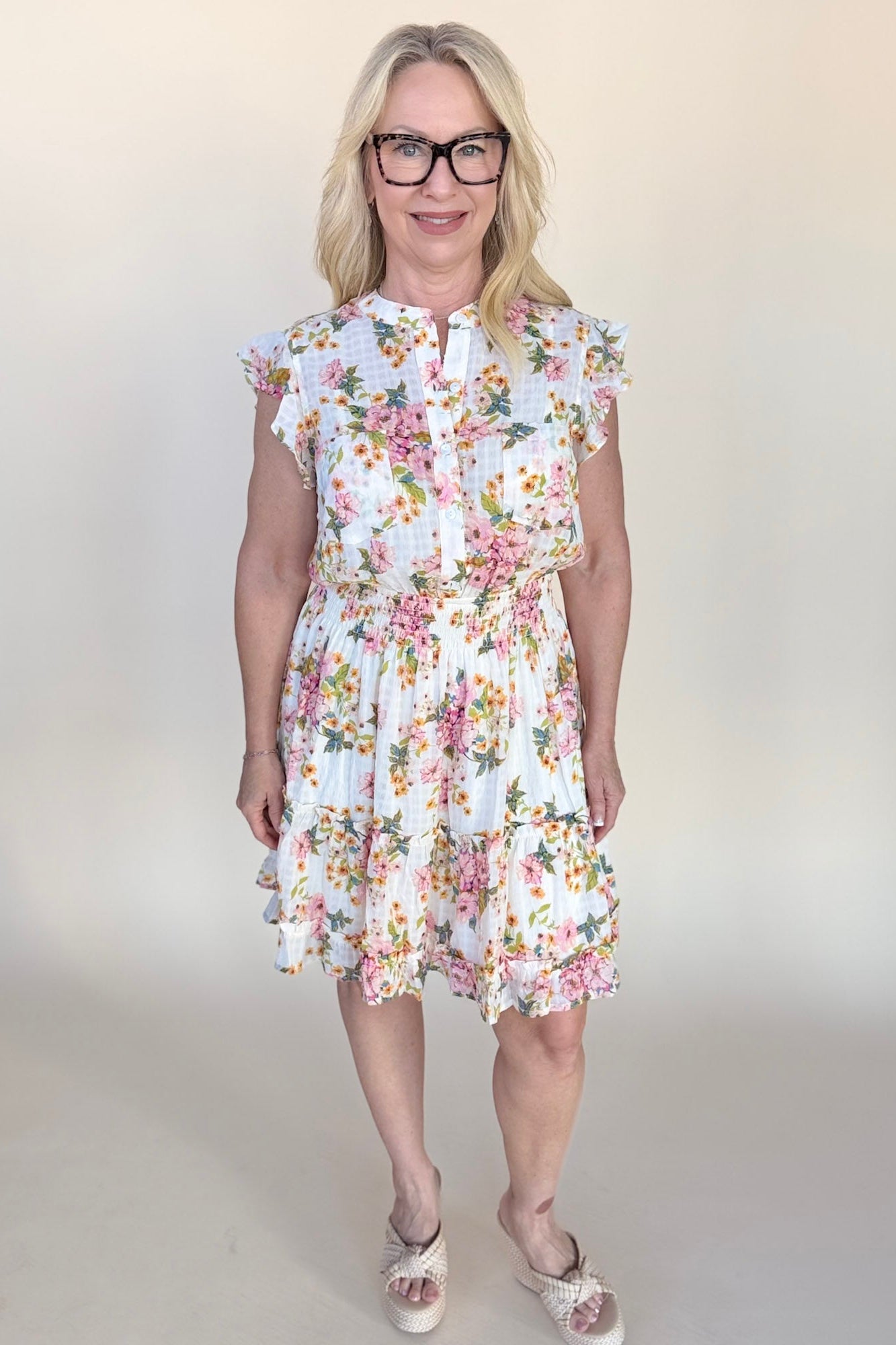 Floral Flutter Sleeve Dress