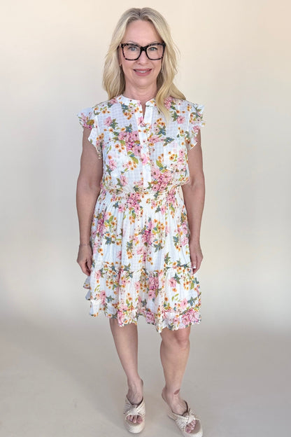Floral Flutter Sleeve Dress