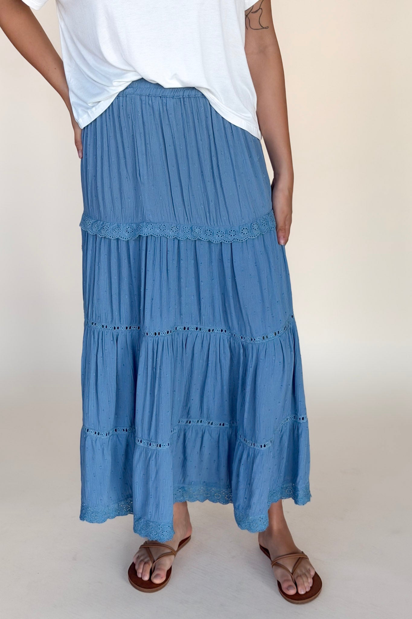 Molly Eyelet Maxi Skirt