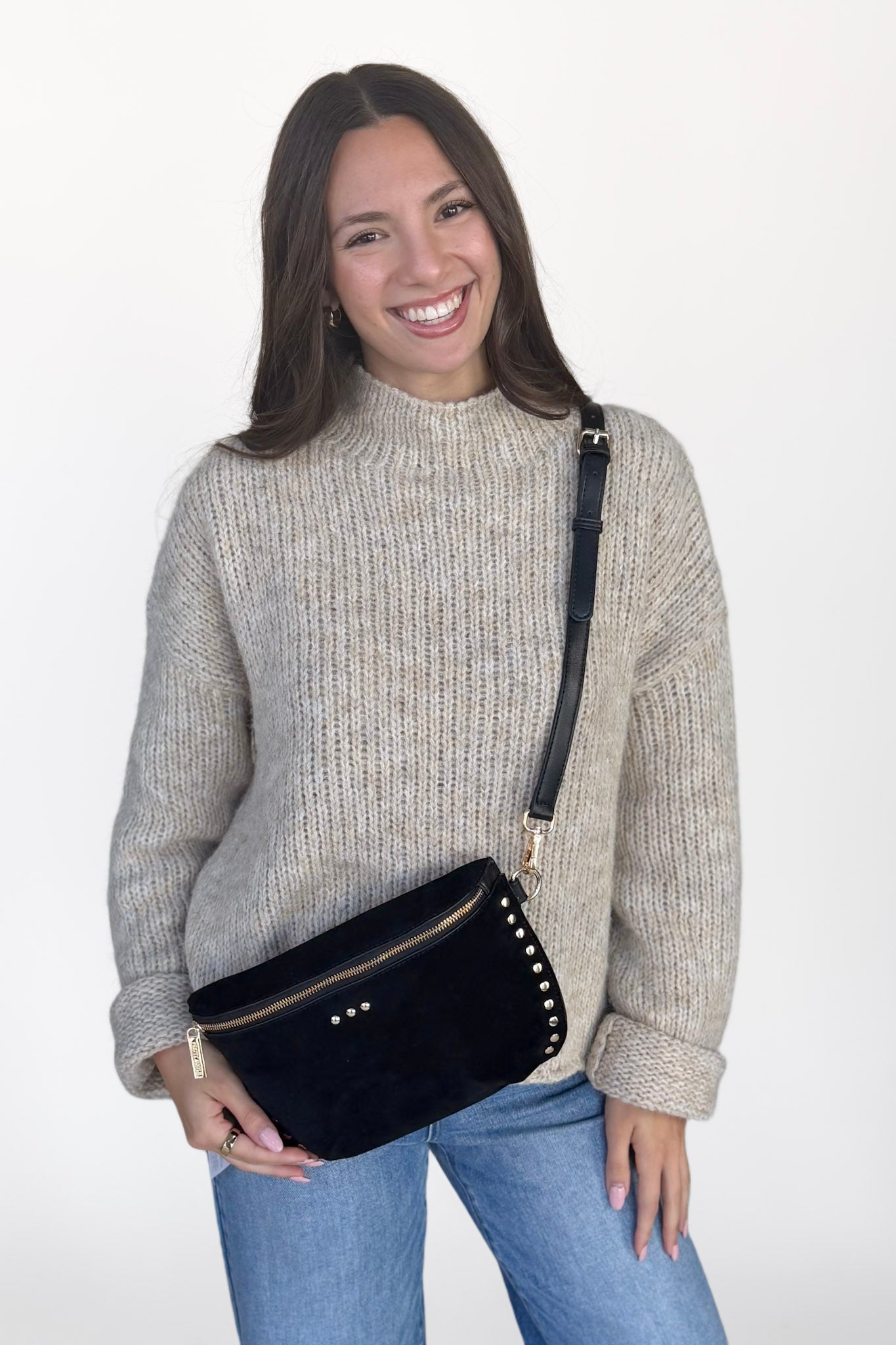 Sabrina Studded Suede Crossbody