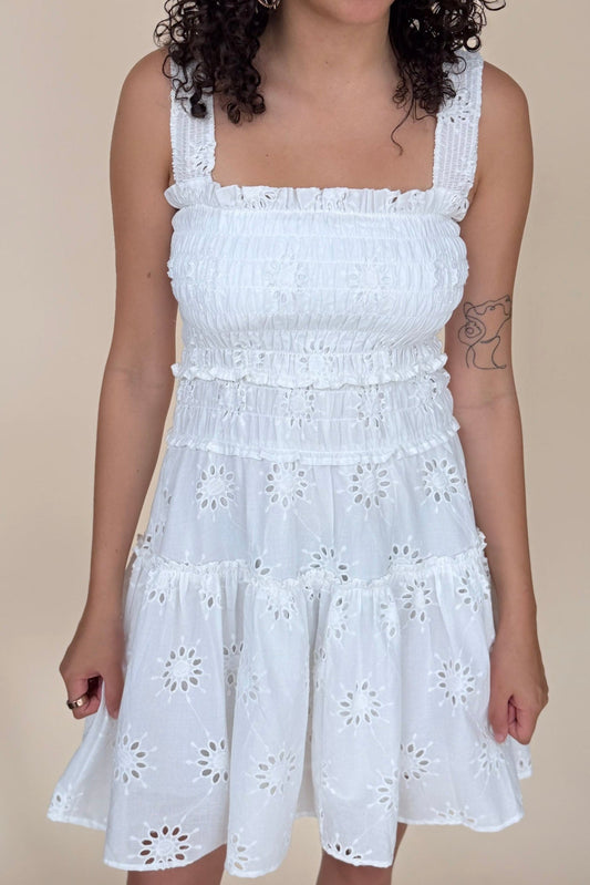 Evelyn Eyelet Mini Dress