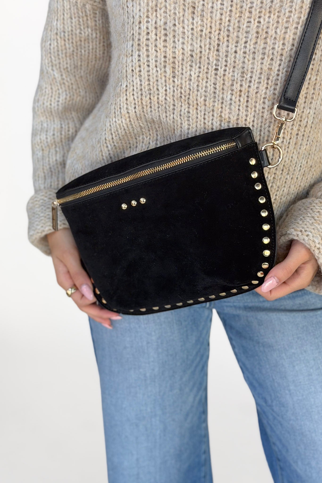 Sabrina Studded Suede Crossbody