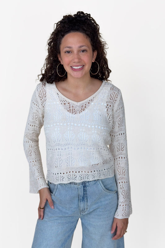 Maddy V-Neck Crochet Top